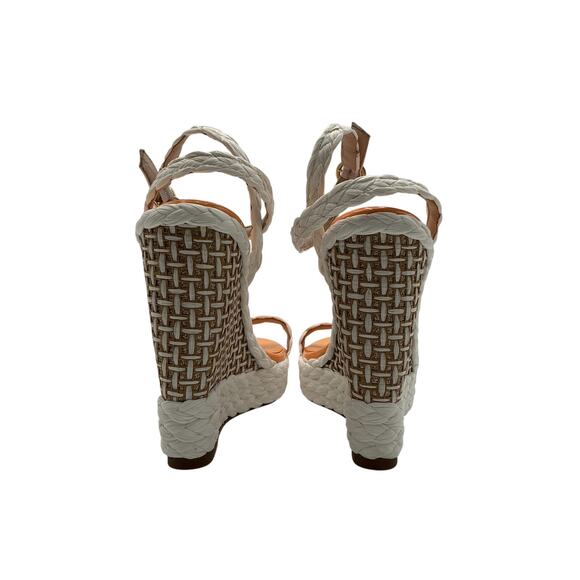 Sophia Webster 'Miranda' White Textile 140mm Wedge Sandals Size 7 - Picture 5 of 6